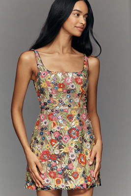 Dress The Population Devi Sleeveless Square-Neck Mini Dress | Anthropologie (US)