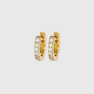 14K Gold Plated Cubic Zirconia Huggie Hoop Earrings - A New Day™ | Target
