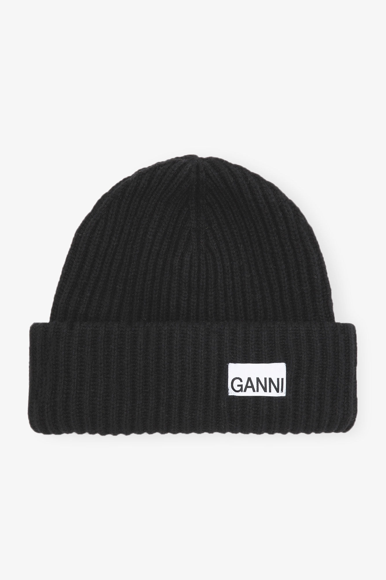 Oversized Wool Rib Knit Beanie | Ganni