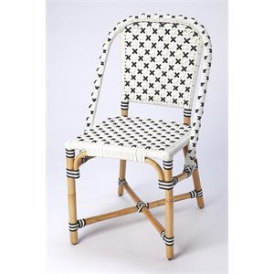 Beaumont Lane Island Living Rattan Dining Chair in White and Black | Homesquare