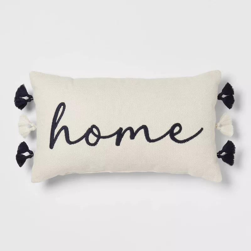 Embroidered 'Home' Lumbar Throw Pillow - Threshold™ | Target