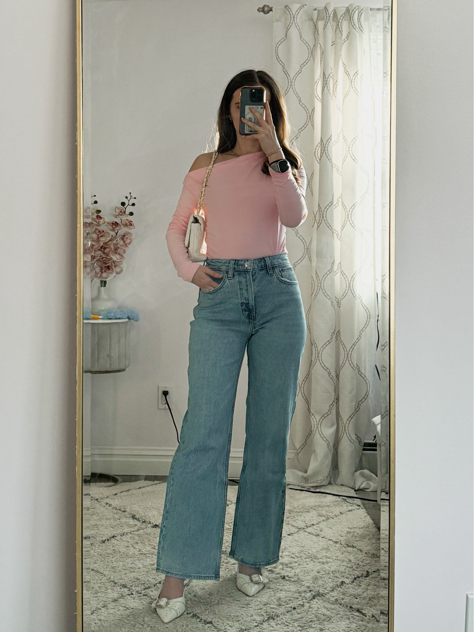 This off-the-shoulder pink top paired with light wash jeans, white slingback heels, and a chic shoulder bag is perfect for a date night, Galentine’s brunch, or a casual yet romantic look.
.
.
.
.
.
.

Winter outfits | Valentine’s Day outfit | date night outfits | date night tops | jeans outfits | jeans and top | jeans and heels | light jeans | straight jeans | cute tops | dressy tops | valentines day tops | going out tops | pink top | white heels | closed toe heels | white bag | 

#LTKSeasonal #LTKU #LTKSaleAlert #LTKGiftGuide #LTKWorkwear #LTKTravel #LTKShoeCrush #LTKItBag 



#LTKFindsUnder100 #LTKStyleTip #LTKFindsUnder50