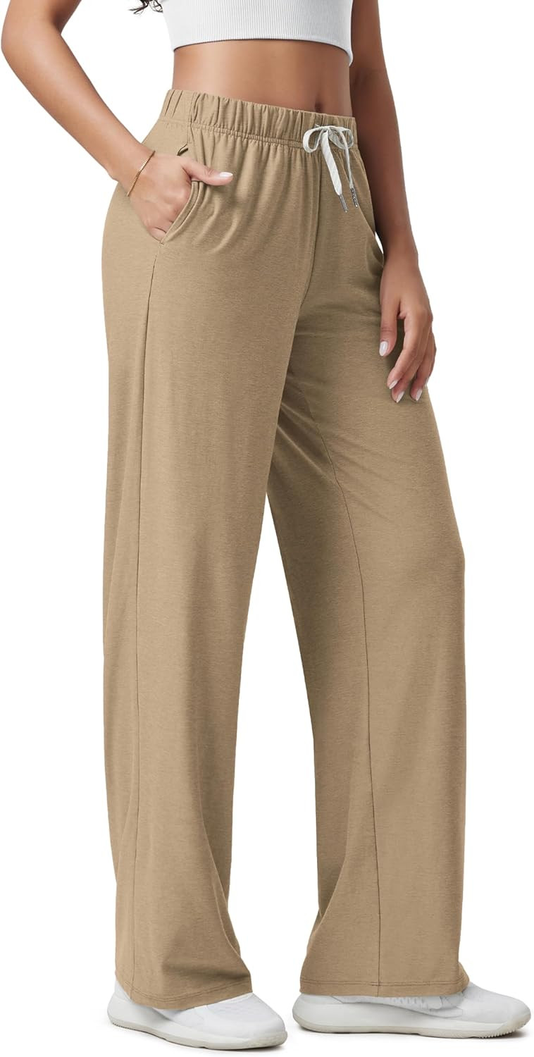 ODODOS Women's Straight Leg Pants Ultra Soft odSTRATUM Tech Relaxed Casual Pajama Lounge Pants with Pockets-27/29/31 Inseam | Amazon (US)