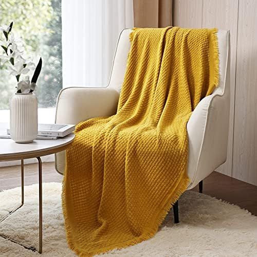 CREVENT Farmhouse Boho Knitted Throw Blanket for Couch Sofa Chair Bed Home Decoration, Soft Warm Coz | Amazon (US)