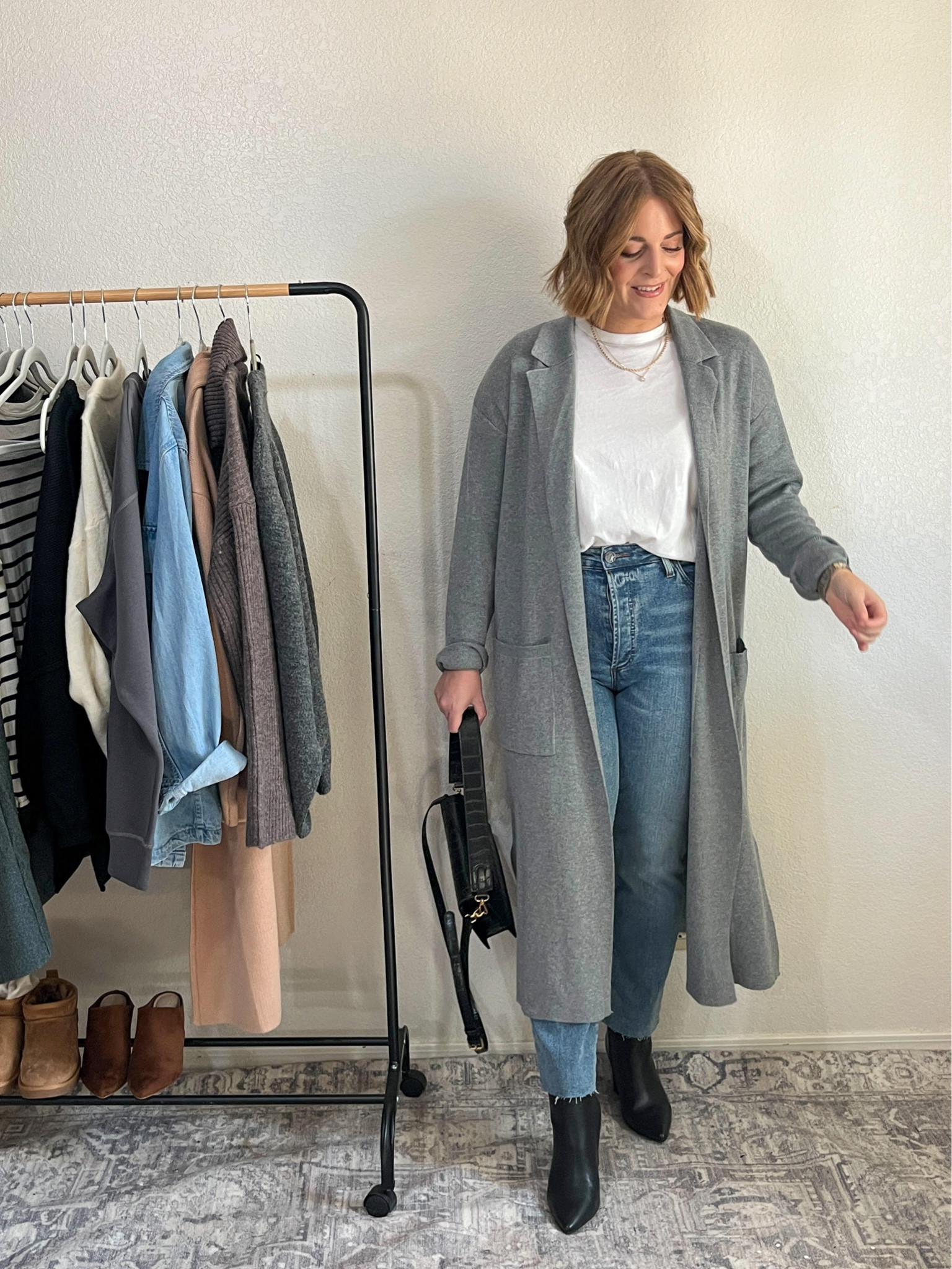 Fall outfit with black boots// wearing L in cardigan and boots 7 1/2 (size up 1/2 size)

#LTKsalealert #LTKshoecrush #LTKfindsunder50