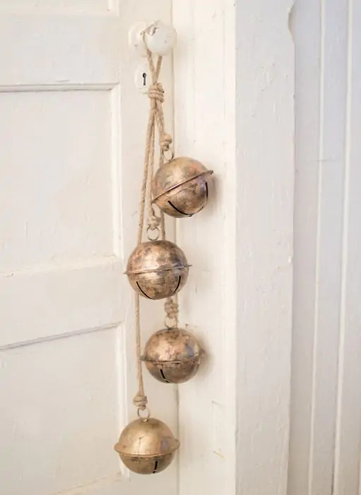 Brass Finish Jingle Bells On String | Antique Farm House