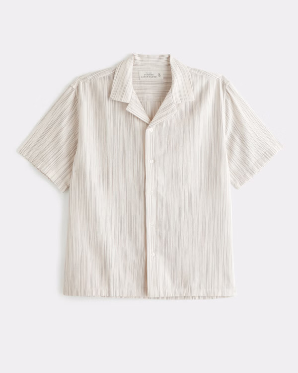 Men's Camp Collar Summer Linen-Blend Shirt | Men's Tops | Abercrombie.com | Abercrombie & Fitch (US)