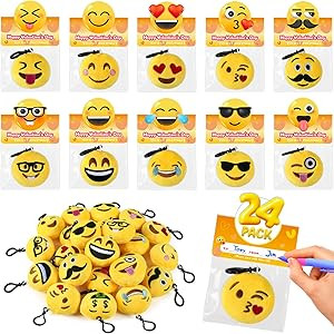 Valentines Day Gifts for Kids - 24 Pack Valentine‘s Day Cards with Emoticon Dolls Keychains for... | Amazon (US)