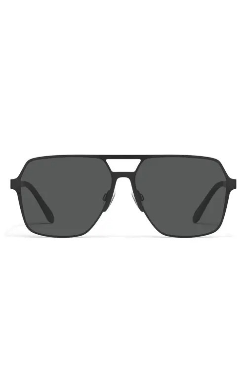 QUAY Backstage Pass 60mm Polarized Aviator Sunglasses in Black /Black Polarized at Nordstrom | Nordstrom
