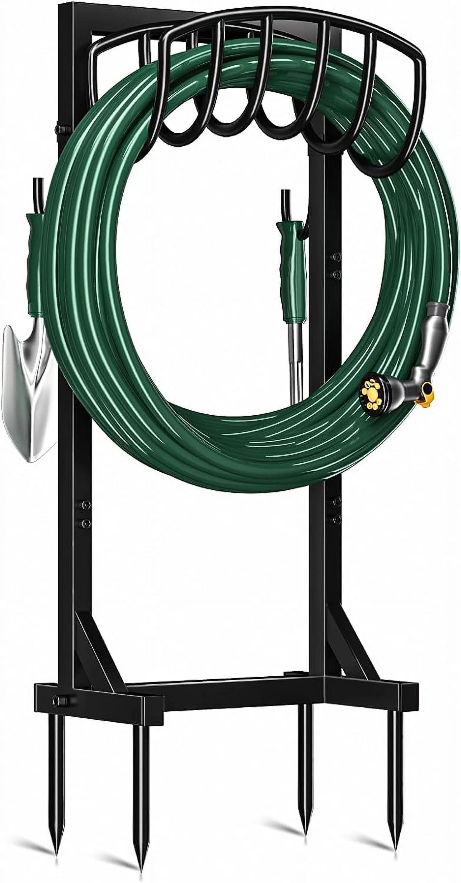 Garden Hose Holder with 4 Spikes & 2 Tool Hooks, Freestanding Water Hose Stand Heavy Duty 2 Hooks... | Walmart (US)