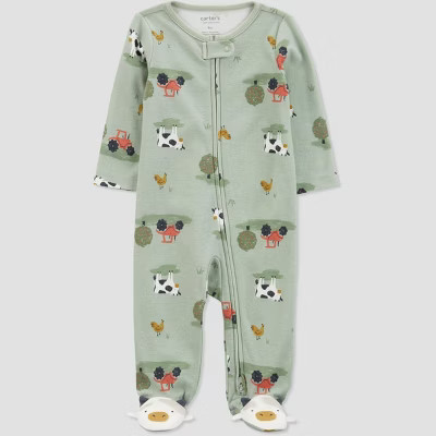 Carter's Just One You® Baby Boys' Cow Farm Sleep N' Play - Green | Target