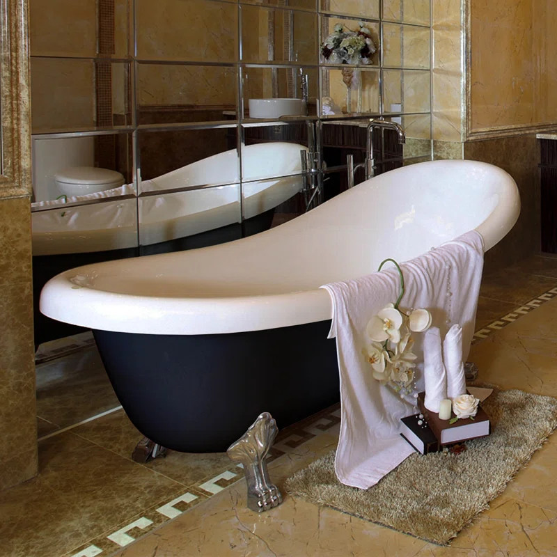 59" x 28" Clawfoot Soaking Acrylic Bathtub | Wayfair North America