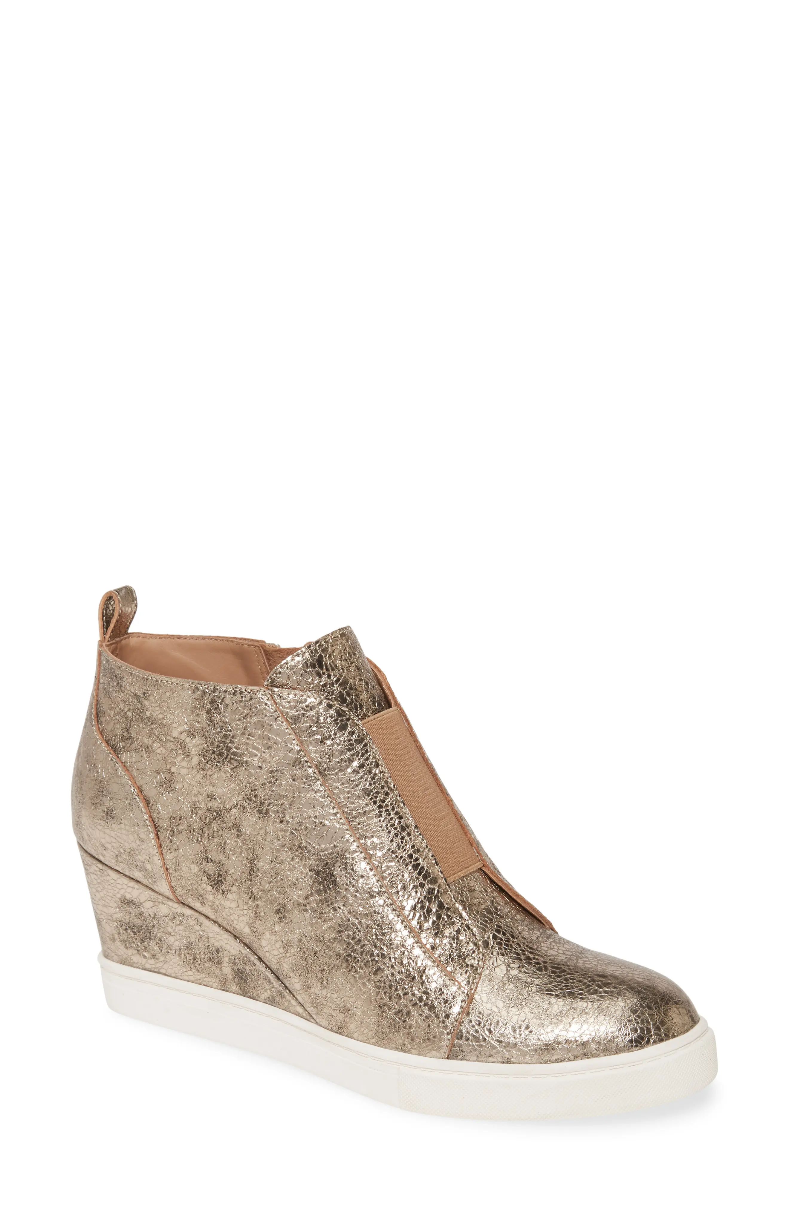 Linea Paolo Felicia III Wedge Sneaker in Gold Leather at Nordstrom, Size 6 | Nordstrom