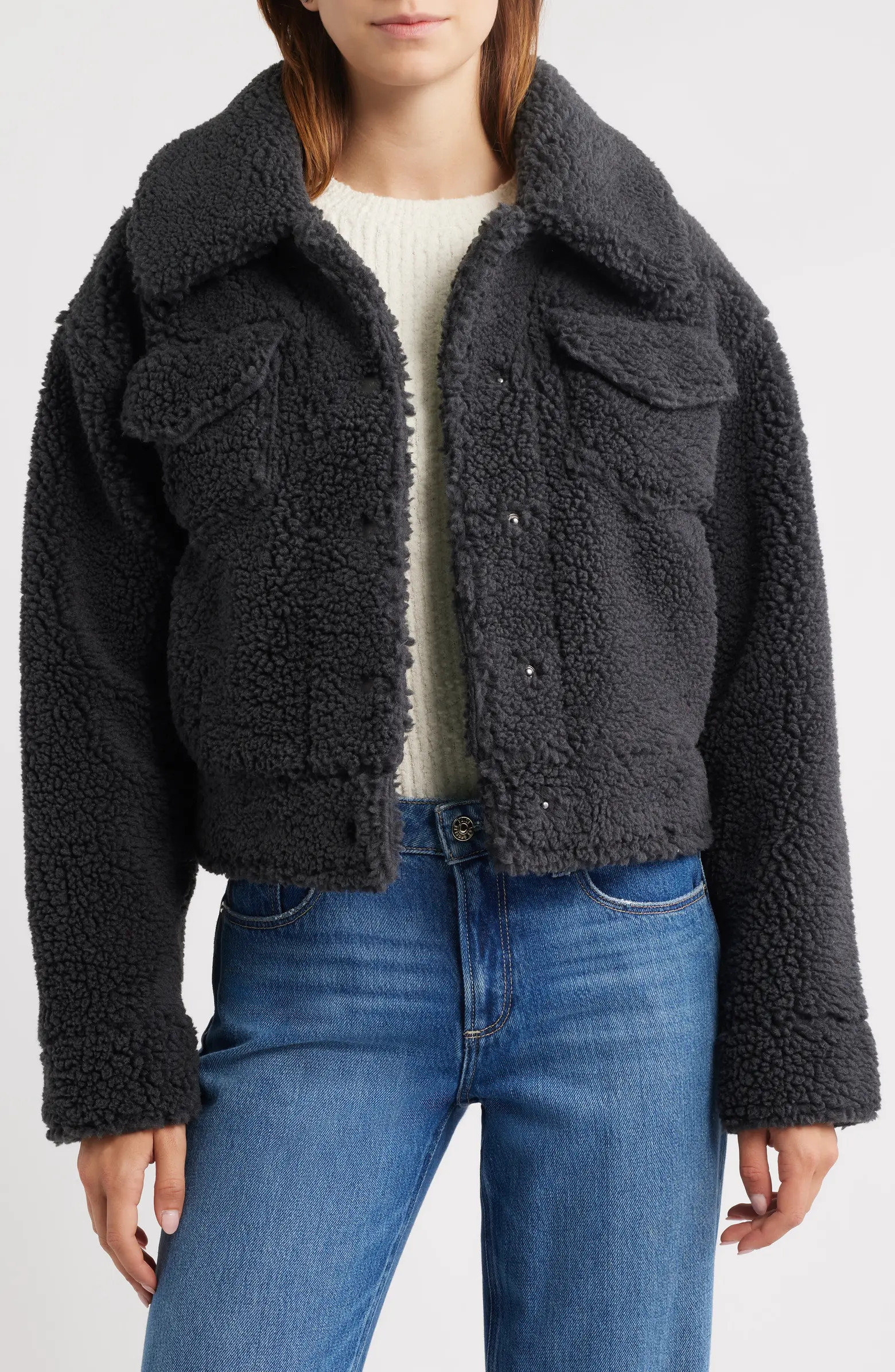 Frankie Faux Shearling Trucker Jacket | Nordstrom