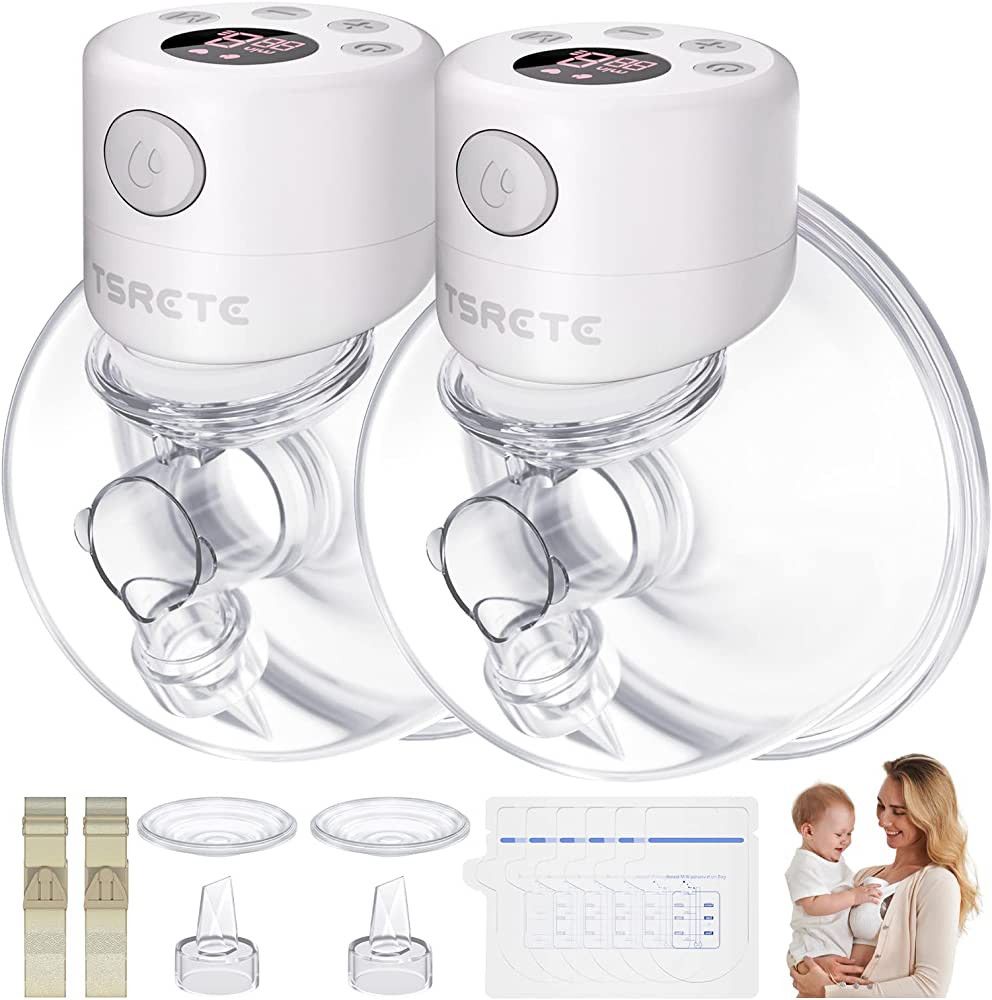 TSRETE Breast Pump, Double Wearable Breast Pump, Electric Hands-Free Breast Pumps with 2 Modes, 9... | Amazon (US)