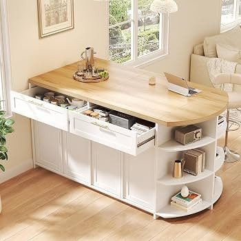 HSH 63\u201d Large Kitchen Island with Storage & Seating, Modern Counter Height Island Table with... | Amazon (US)