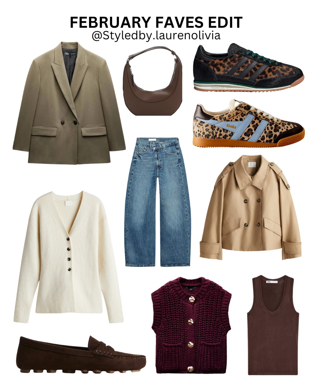 February Spring edit with mine and your faves featuring Zara & H&M 🤎 featuring blazers, trench coats, knitwear, leopard print, cow print, brown vests and loafers

#LTKuk #LTKFashionMonth #LTKeurope