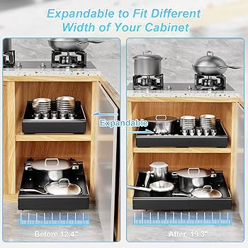 Pull Out Cabinet Organizer, Expandable(12.4"-19.3") Adjustable Slide out Drawer Organizer for Kit... | Amazon (US)