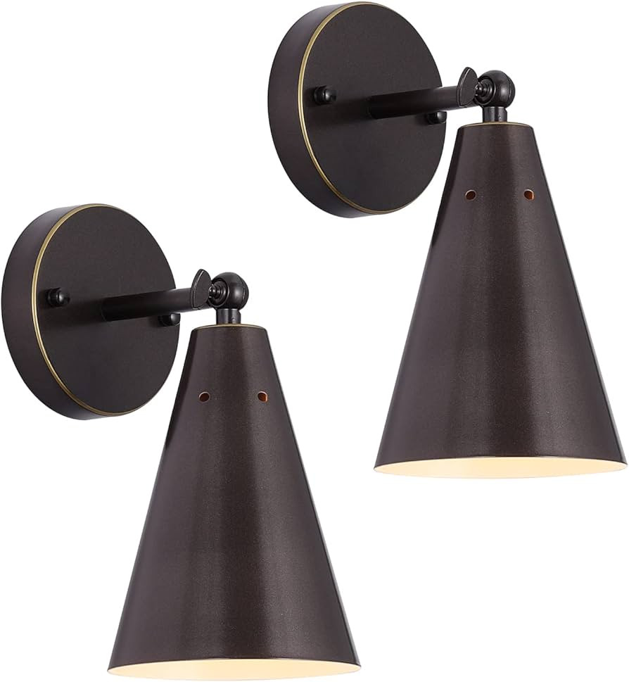 Oil Rubbed Bronze Farmhouse Wall Sconces Set of Two, Rustic Adjustable Interior Sconce Light Fixt... | Amazon (US)