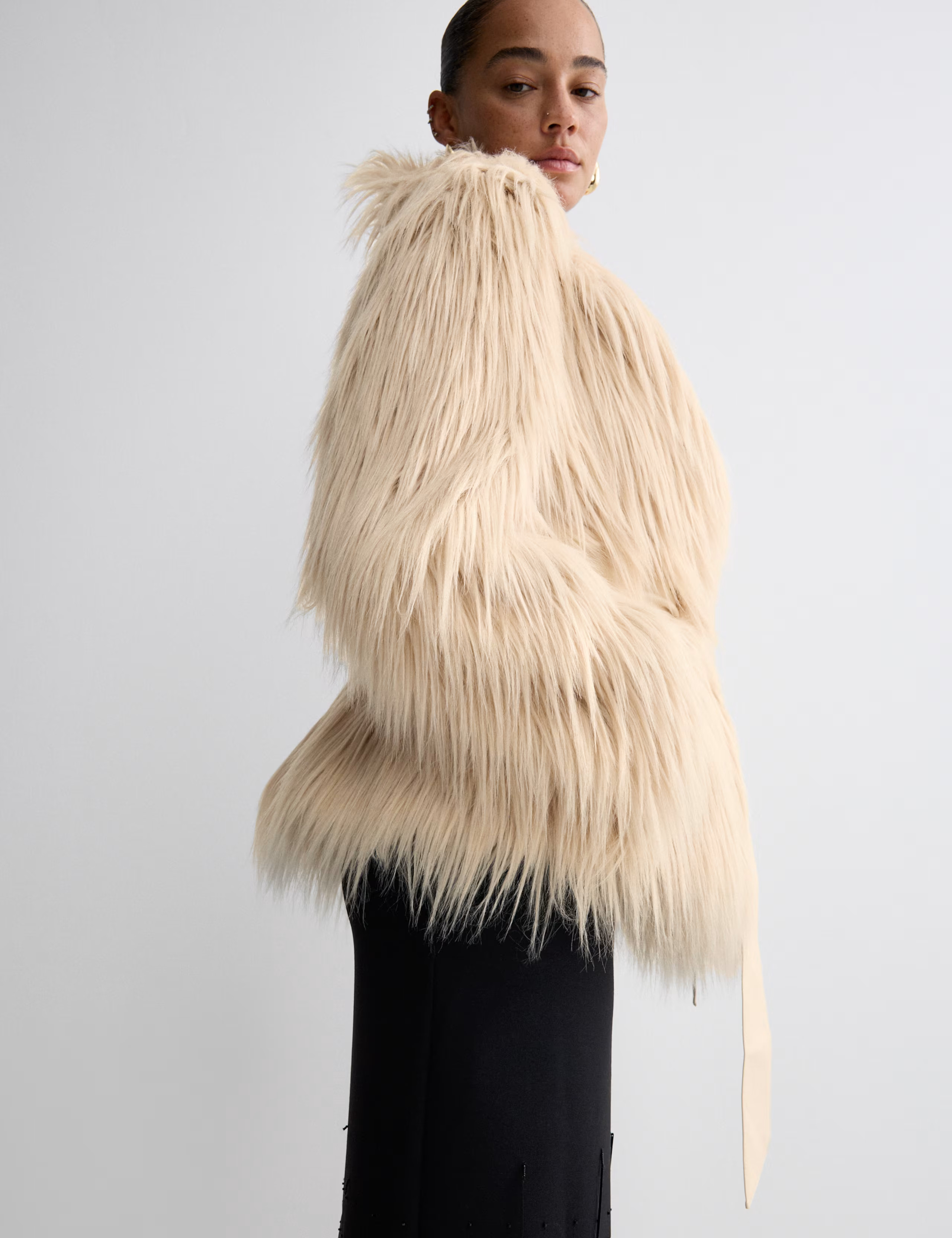 Faux Fur Belted Collared Relaxed Jacket | Marks & Spencer (UK)