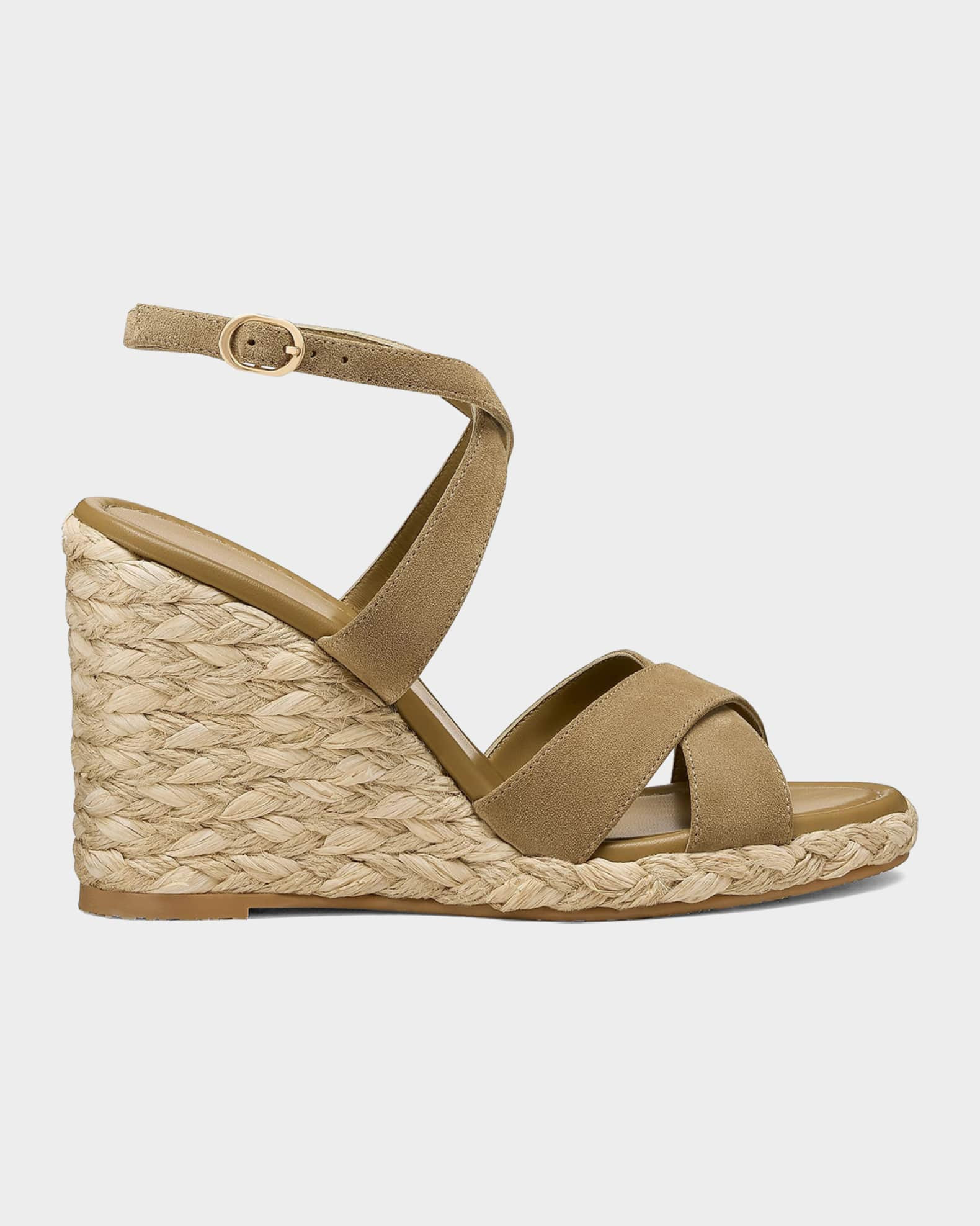 100mm Alyssa Suede Espadrille Wedge Sandals | Neiman Marcus