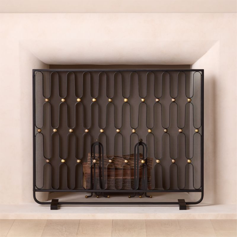 Cassandre Black and Gold Iron Fireplace Screen + Reviews | CB2 | CB2