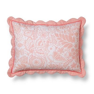 Birds Scalloped Edge Sham Light Pink - Pillowfort™ | Target