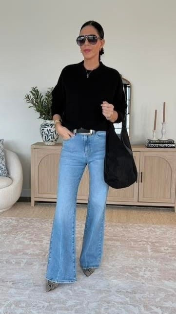 Mother Denim or Target- these are Target and have the feel and look of the $288 denim 
Wearing a size 4 (size up if between) 
👉wearing the light wash 
Sweater- small 

#LTKOver40 #LTKFindsUnder50 #LTKU #LTKSaleAlert