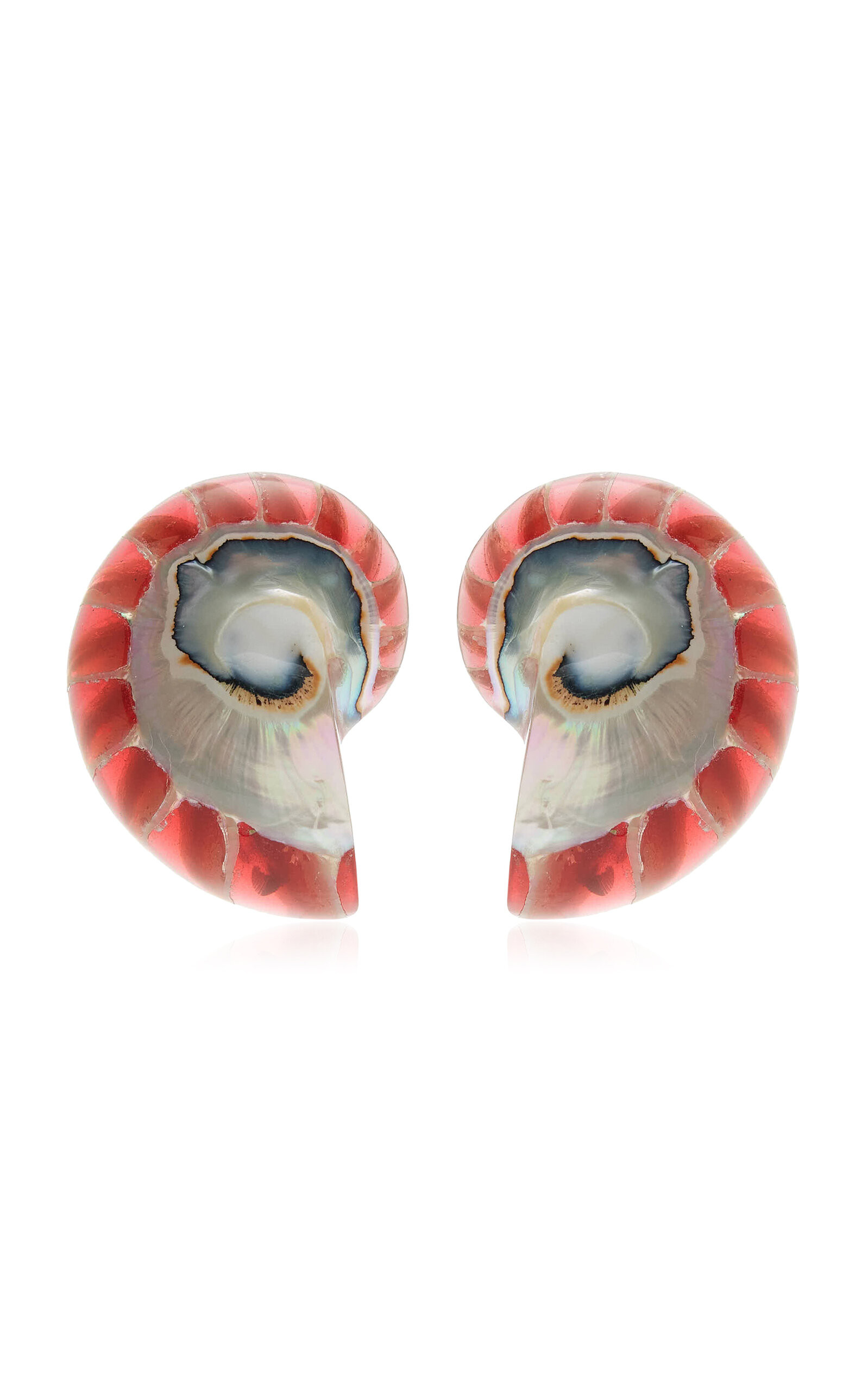 Nautilus Rhodium-Plated Resin And Shell Earrings | Moda Operandi (Global)