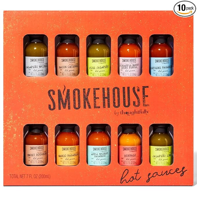 Smokehouse by Thoughtfully, Gourmet Hot Sauce Gift Set, Flavors Include Mango Habanero, Buffalo, ... | Amazon (US)