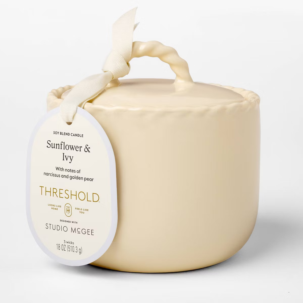 3 Wick Ceramic Jar Candle with Lid Sunflower and Ivy 18oz - Threshold™ designed with Studio McG... | Target