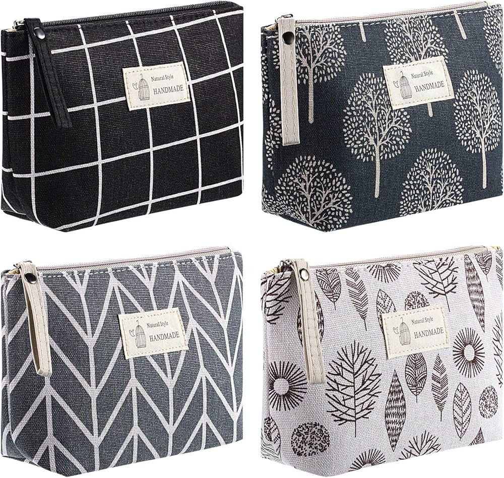 Boao 4 Pieces Canvas Cosmetic Bags Set Printed Makeup Bags with Zipper Multi-Functional Canvas Tr... | Amazon (US)