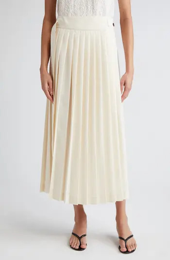 Róhe Pleated Wool Blend Wrap Skirt | Nordstrom | Nordstrom