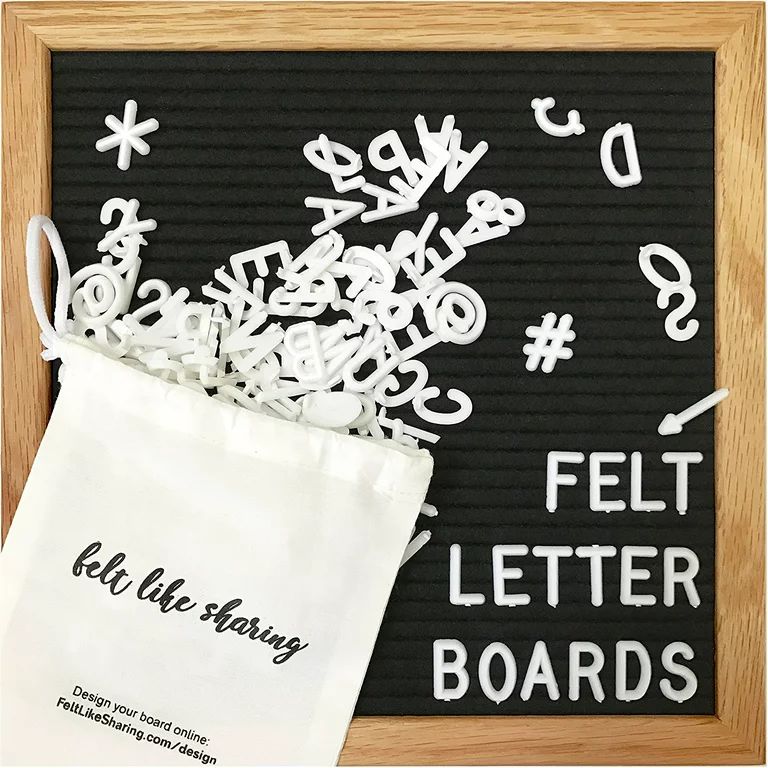 Black 10x10 Felt Letter Board - 300 White Letters in Drawstring Bag - Wood Oak Frame and Soft Fel... | Walmart (US)