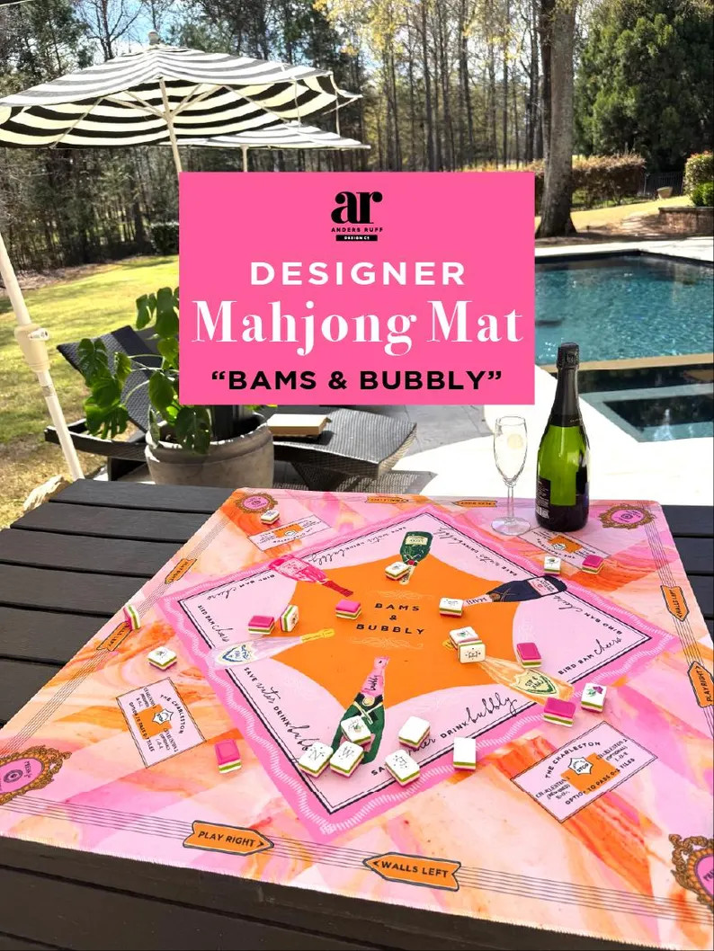 NEW NEOPRENE Limited Run - Bams & Bubbly Mahjong Mat | Champagne Collection | Preppy Pink, Orange... | Etsy (Global)