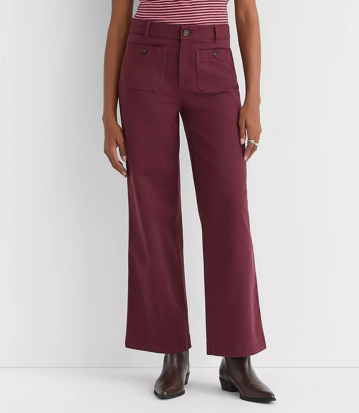 Palmer Wide Leg Crop Pants in Twill | LOFT