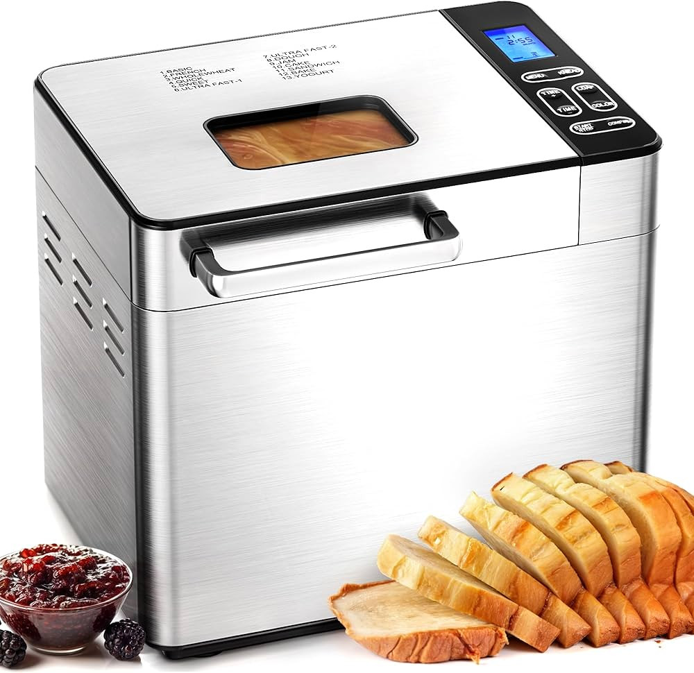 EUHOMY 2LB Bread Maker Machine 13 Programs BreadMaker, Bread Machine with 3 Loaf Sizes and 3 Colo... | Amazon (US)