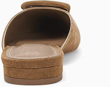 Coutgo Womens Mules Flats Pointed Toe Square Buckle Slip on Low Heel Backless Loafer Slides Shoes | Amazon (US)