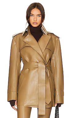 Norma Kamali Double Breasted Trench Mini in Woods from Revolve.com | Revolve Clothing (Global)