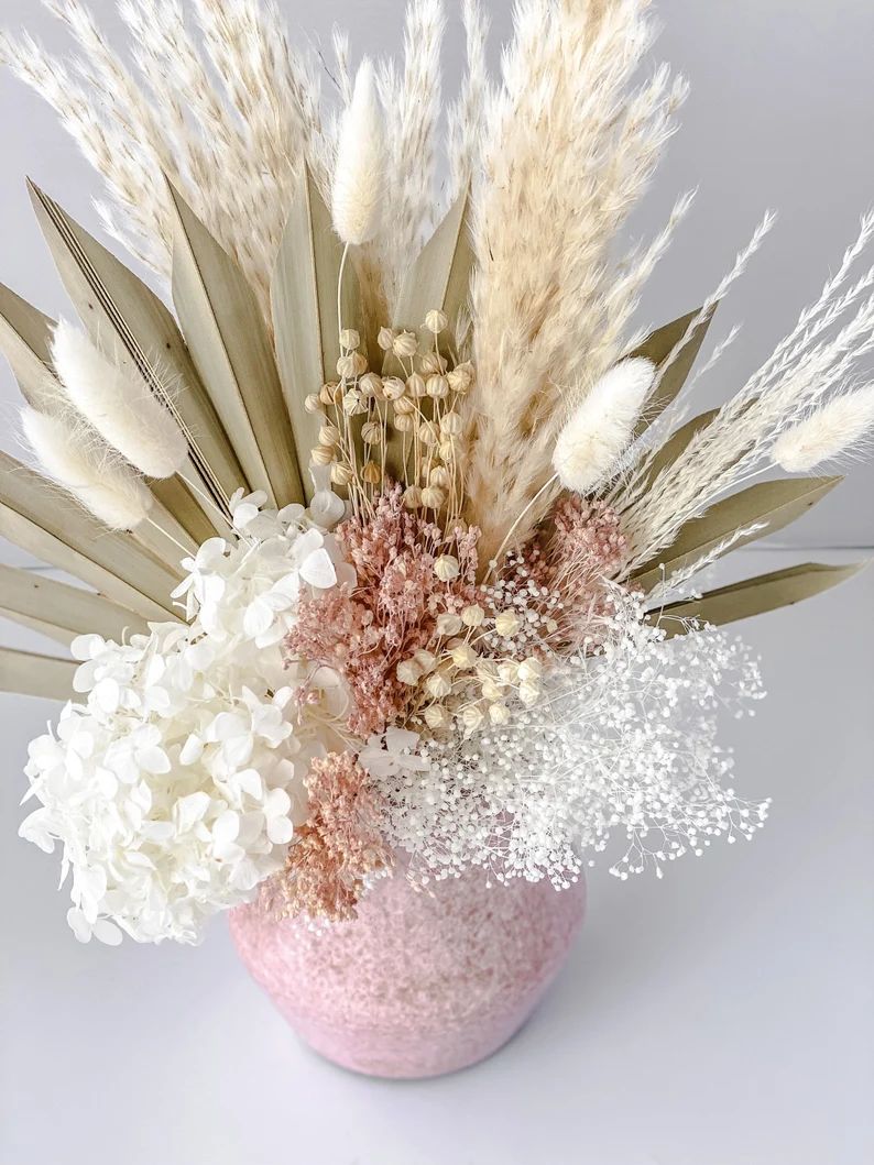Blush  White Vase Pampas Grass Arrangement | Etsy | Etsy (US)
