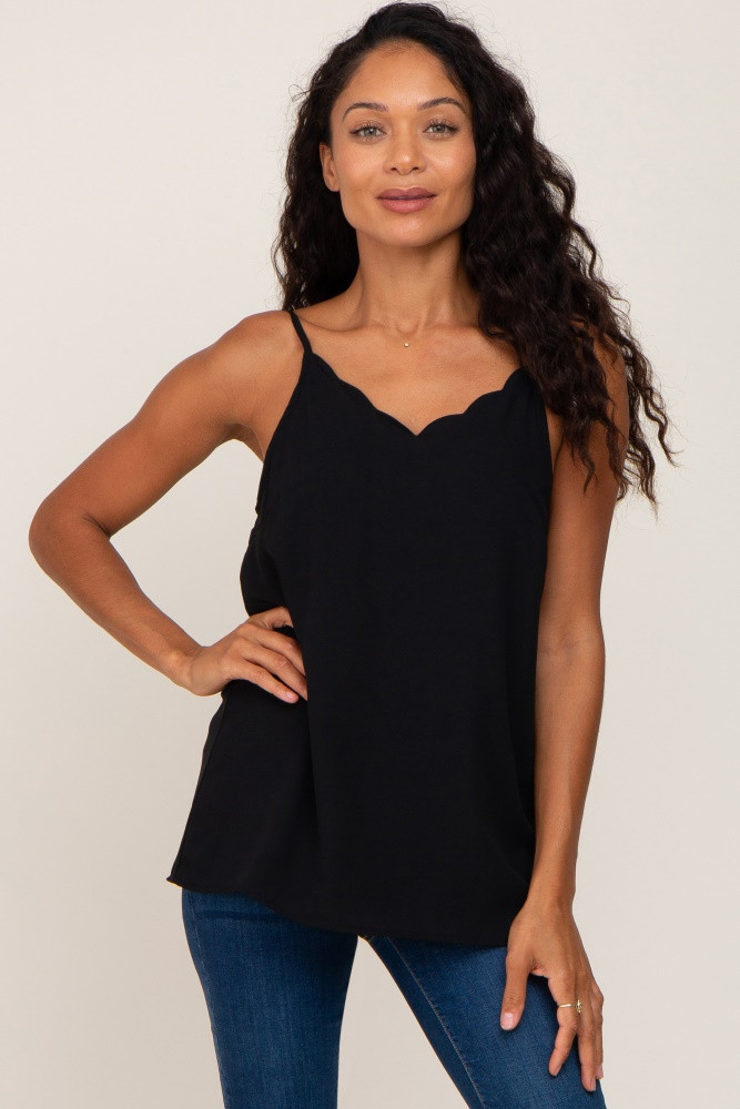 Black Scallop Neckline Blouse | PinkBlush Maternity