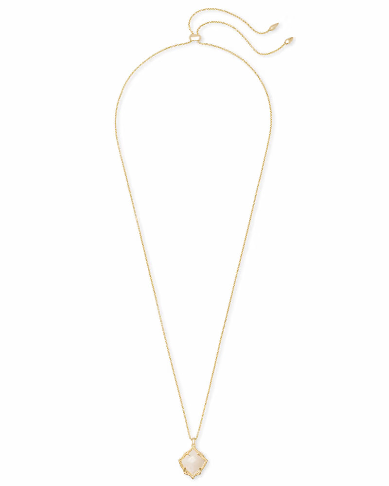 Kacey Gold Long Pendant Necklace in White Pearl | Kendra Scott