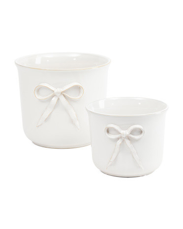 2pc Pretty Bow Ceramic Indoor Planters | TJ Maxx