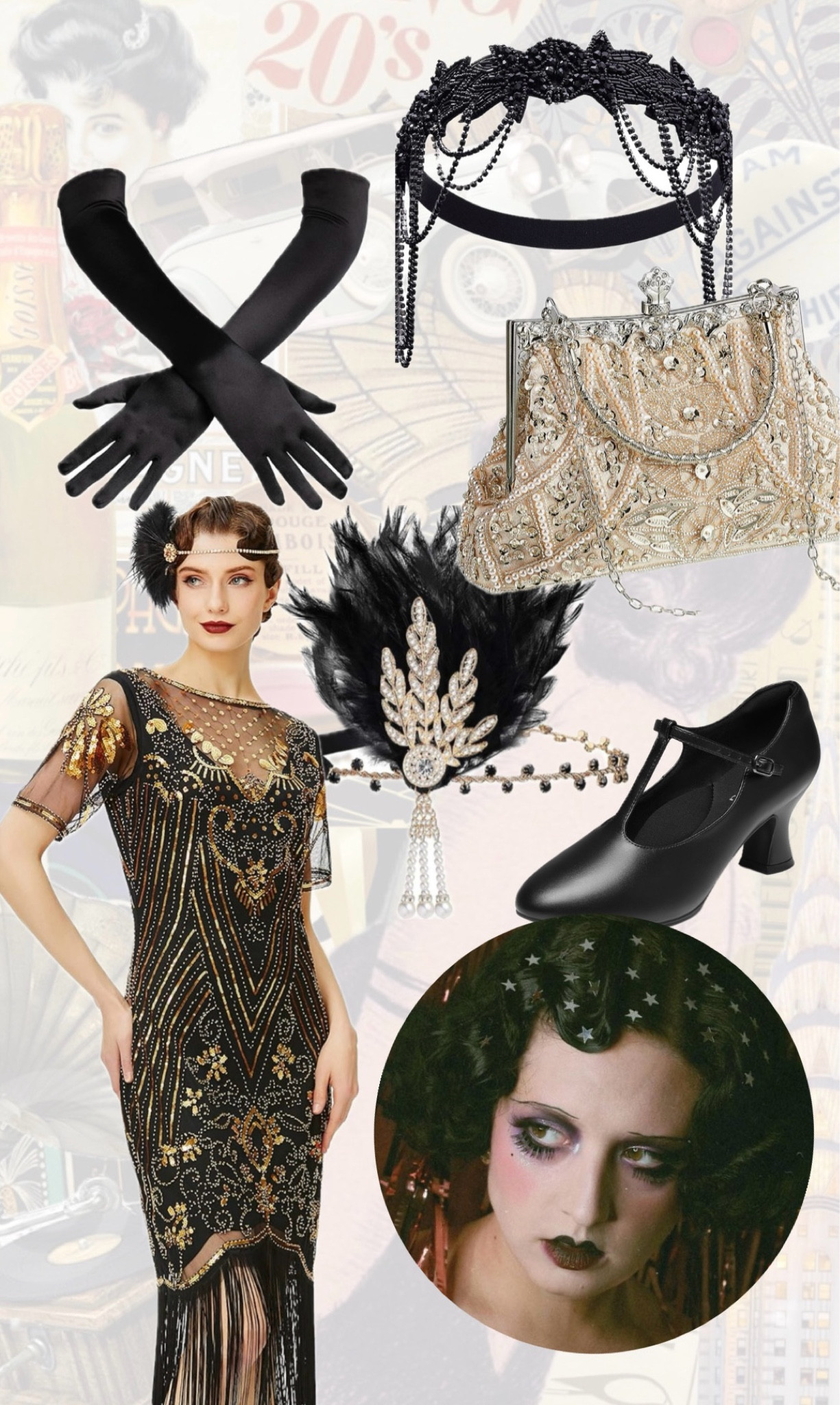Mood board // 1920s flapper girl Halloween costume 〰️ 

my outfit inspo for the Fresh Start Surgical Gifts Costume Party Gala this past Saturday #LTKCostumeParty

#LTKHalloween #LTKSeasonal