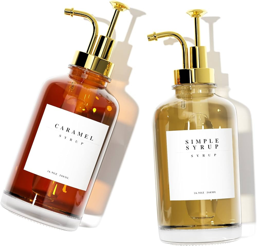 Coffee Syrup Dispenser for Coffee Bar Accessories，Coffee Pump Dispenser, Glass Syrup Bottle wit... | Amazon (US)