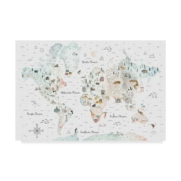 Trademark Fine Art 'World Traveler I' Canvas Art by Laura Marshall | Walmart (US)