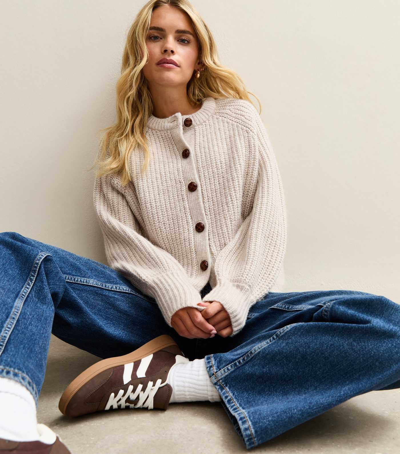 Petite Cream Ribbed Knit Raglan Sleeve Cardigan | New Look | New Look (UK)