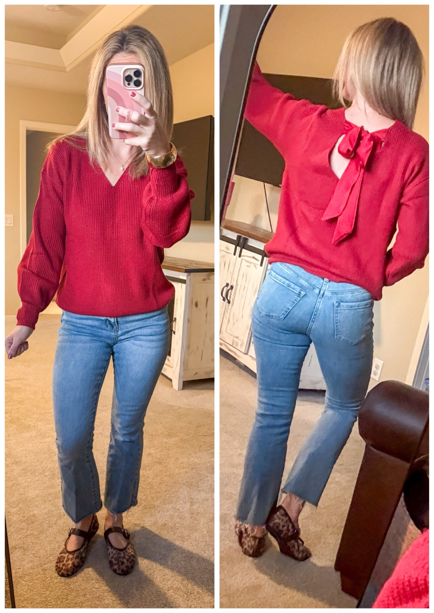 Amazon bow sweater and leopard flats 

#LTKFindsUnder50 #LTKShoeCrush #LTKStyleTip