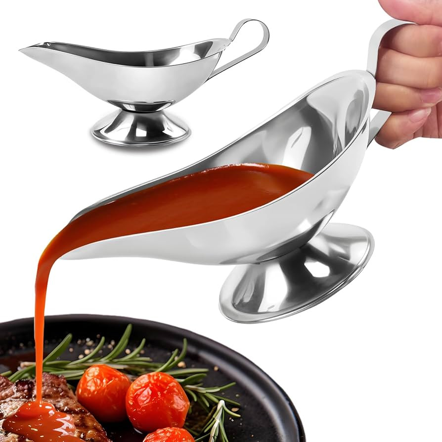 2 Pack 10 Oz Gravy Boat with Handle, Stainless Steel Gravy Sauce Boat Bowl for Dining, Holiday Me... | Amazon (US)