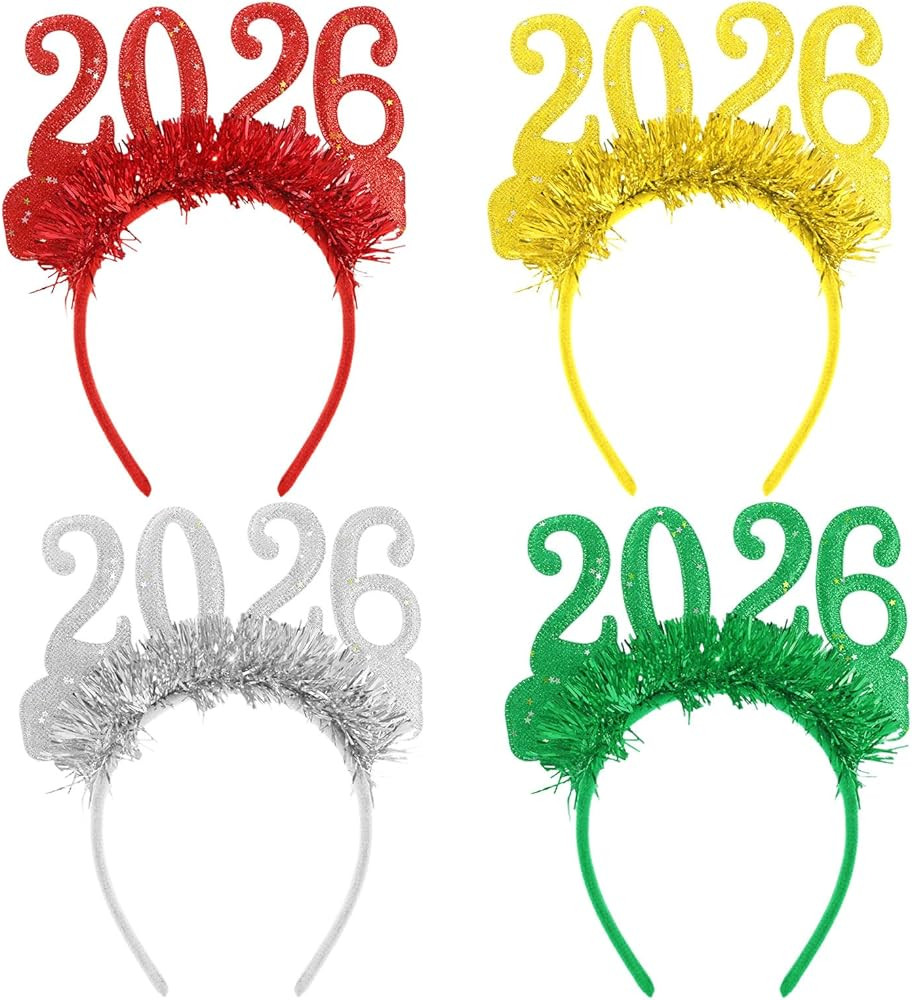 4 Pcs New Years Eve Headband Decorations 2026 for Adults,Eve Hairband with 2026 Accessories for N... | Amazon (UK)